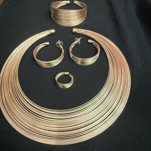 Gold Multi-Layered Collar Necklace Set